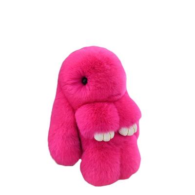 China Plush 20 Color Real Rabbit Fur Pompom Bunny Keychain Trinket Women Toy Pompom Fluffy Rabbit Key Ring On Bag Car Key Jewelry Gift for sale