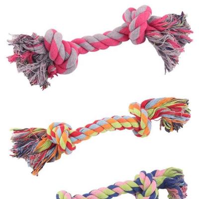 China Cute Dog Puppy Double Fun Knot Chew Rope Knot Toys Durable Braided Pet Toy Pet Supplies Random Color Clean Teeth Bone Rope Molar for sale