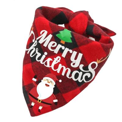 China Pet Clothes Dog Cat Bandana Merry Christmas Pet Scarf Double Sided Cartoon Printed Triangular Bibs Adjustable Pet Accessory for sale