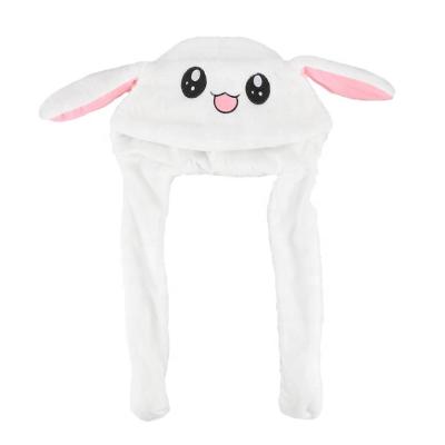 China Funny Moving Gift Cute Plush Rabbit Ears Hat Hand Pinching Gift Cute Animal Rabbit Ear Hat Airbag Magnet Cap Soft Controllable Long Ears for sale