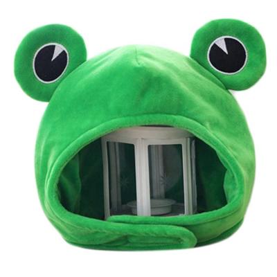 China Kids Play Novelty Funny Big Frog Eyes Cute Toy Green Full Headgear Cosplay Costume Dress Up Cartoon Plush Hat Up Photo PropNovelty for sale