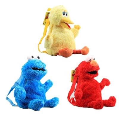 China Elmo Blue Cookie Guy Yellow Big Bird Plush Backpack Sesame Street Style 45cm Backpack 3 Cartoon Kids Plush Red Children Bag School Bag for sale