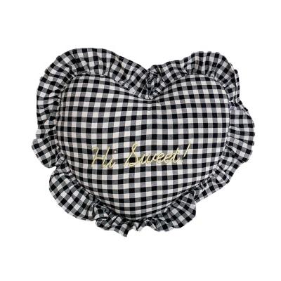 China Decorative Sofa Back Cushion Ruffle Heart Bow Window Tiles Kids Home Bedroom Pillow Ins Throw Cushions Washable for sale