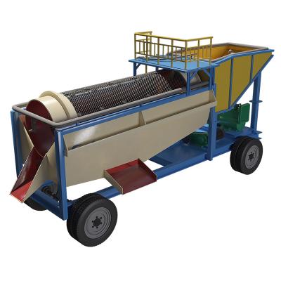 China energy & 10TPH Trommel Drum Screen Mobile Type Small River Sand Rotary Process Gold Mining Trommel Washing Machine For Mining for sale