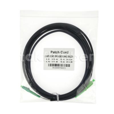 China Telekommunikationsgrad CPR Dca Zertifiziert 4,5 mm Doppelschutz Fiberoptic Patchcord SM G657AB3 LSZH Schwarze Jacke SCAPC bis LCAPC zu verkaufen