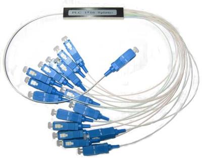 China 1x16 Fiber Optic PLC Splitter SC UPC SM G657A1 Mini Steel Tube 1 Meter 900um for sale