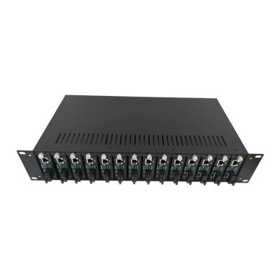 China 2U 19 Inch 14 Slots Rack Mount Chassis For Fiber Optic Media Converter for sale