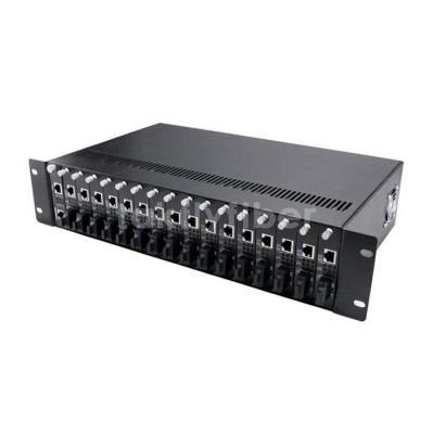 China 2U 19 Inch Fiber Optic Card Type Media Converter 16 Slots Rack Mount Chassis for sale