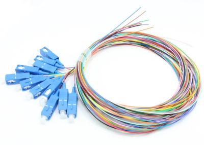 China 12 Color SC UPC Fiber Optic Pigtail Singlemode 9/125μM 0.9mm for sale