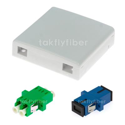 China 2 Port Wall Mounted Faceplate ABS Box Panel Mini FTTH Distribution Box for sale