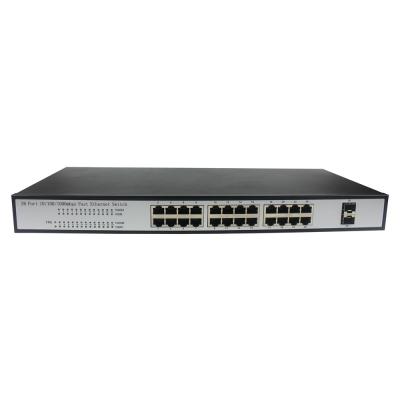 China 24 RJ45 Ethernet + 2 SFP Port Ethernet Fiber Switch Gigabit Ethernet Optical Switch for sale