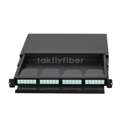 China Sliding 96F MPO LC Patch Panel Module ODF OM3 OM4 MPO Cassette Box for sale