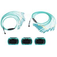 China 8/12/24 Cores MPO/MTP Female to LC Fiber Optic Fanout Cable , OM3 50/125 For QSFP for sale