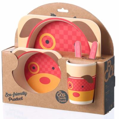 China Sustainable Cute Printing Square Fiber Kids Bamboo Tableware for sale