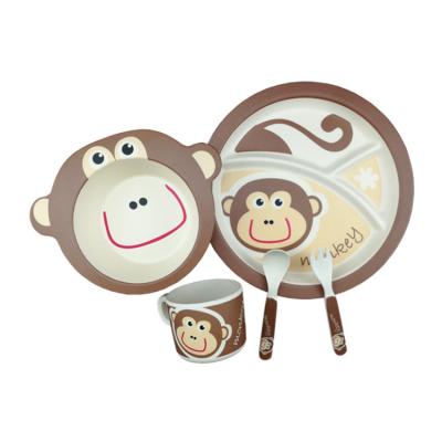 China Eco Friendly Minimalist Wholesale Bamboo Fiber Kids Dinner Dish Set for sale