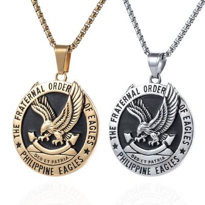 China Trendy Fashion Stainess Necklace Jewelry Eagles Fratneral Steel Pendant Without Chain for sale