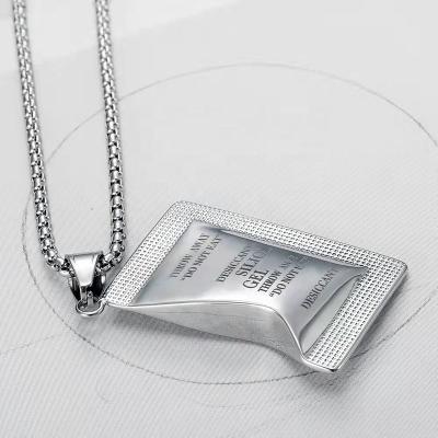 China New Stainless Steel Hip Hop Medicine Bag Tide Punk Pendant Brand Unisex Necklace for sale