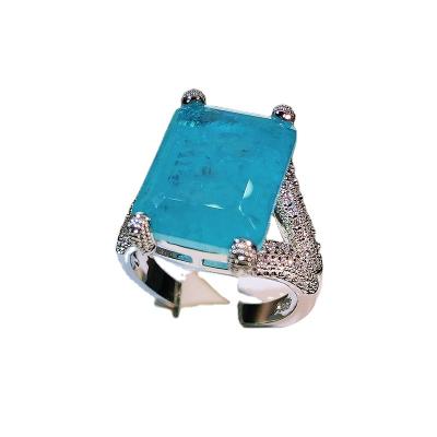 China Hot Sale Design New Design CLASSIC Princess Cut Paraiba White Luxury Gold Plated Ladies Rings Size 6-10 for sale