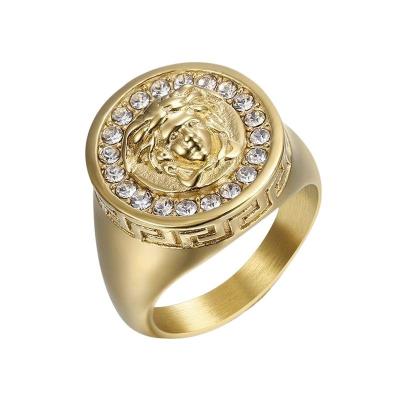 China Other New Hip Hop Ancient Greek Mythology Titanium Steel Vacuum Gold Plated Rings For Unisex for sale