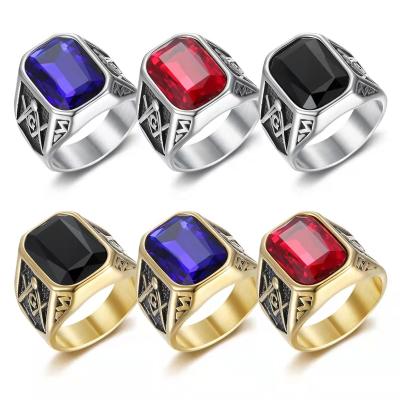 China TRENDY Fashion Jewelry Stainless Steel AAA Zircon Rings Mens Rings for sale