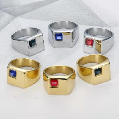 China TRENDY Fashion Jewelry Stainless Steel AAA Zircon Rings Mens Rings for sale