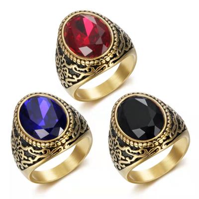 China TRENDY Fashion Jewelry Stainless Steel AAA Zircon Rings Unisex Rings for sale