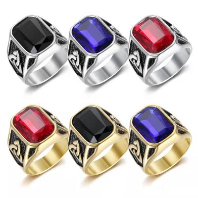 China TRENDY Fashion Jewelry Stainless Steel AAA Zircon Rings Mens Rings for sale