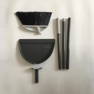 China 2021 hot-selling Amazon home detachable broom and dustpan set with 3 section pole for sale