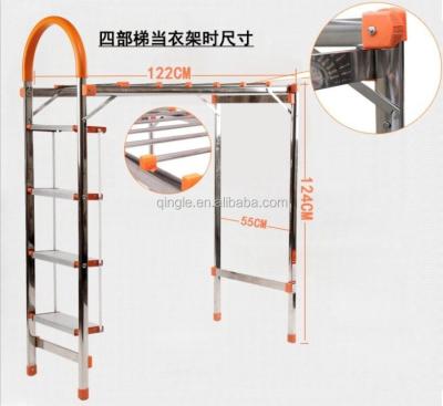 China Multifunctional 2 in 1 clothes drying rack, foldable step ladders, aluminum ladder for sale