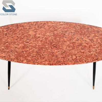 China Industrial Natural Red Marble Tabletop Prefab Red Marble Countertop Red Marble Top Dining Table for sale