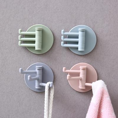 China Durable Rotatable Seamless Adhesive Hook Stick Hook Kitchen Wall Hanger Bathroom Kitchen Strong Bearing Hook for sale