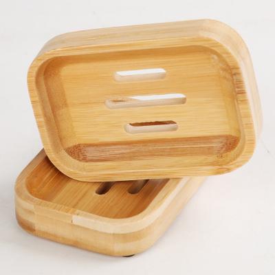 China Modern Wooden Natural Bamboo Soap Dish Portable Tray Holder Bathroom Kitchen Storage Bamboo Holder for sale