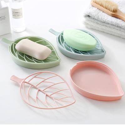 China Stand Up Leaf Shape Soap Holder Non Slip Soap Box Bathroom Soap Dish Tray Holder for sale