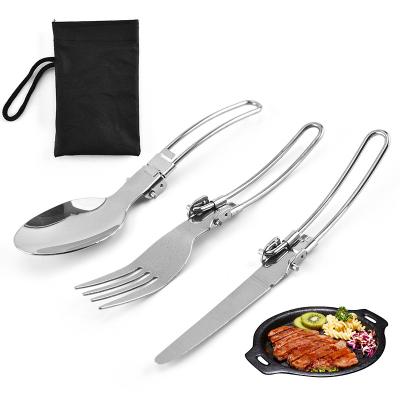 China 304 Stainless Steel Fork Spoon Knife Outdoor Folded Camping Tableware Z2519U for sale