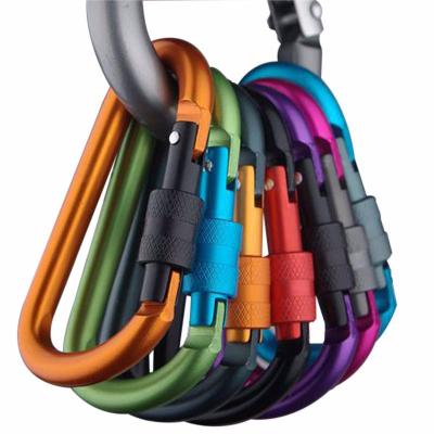 China Outdoor Accessories 8cm Carabiner Outdoor Aluminum D-Ring Clip Mountaineering Hook Main Chain Carabiner Fray Kit for sale