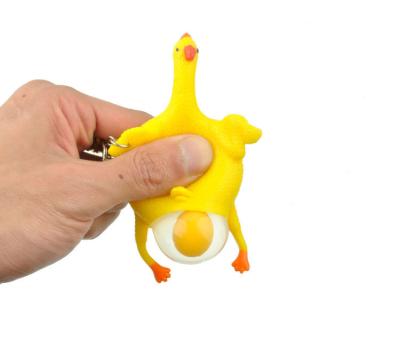 China TPR Instruments Funny Novelty Squeeze Antistress Chicken Stretching Egg Chicken Toys Keychain Squishy Children Toys for sale