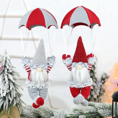 China Santa Gnome Plush Doll Tree Parachute Hanging Ornaments Cloth Christmas Decoration Pendant for sale