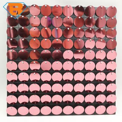 China PET Rose Gold Color Shimmer Sequin Backdrop Wall For Wedding Birthday Party Decoration for sale