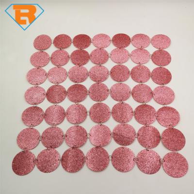 China PET Customized Size Pink Color 50mm Sequins Mesh Wall For Backdrop Wall Decoration Party Wedding Event Compaign Decoration for sale