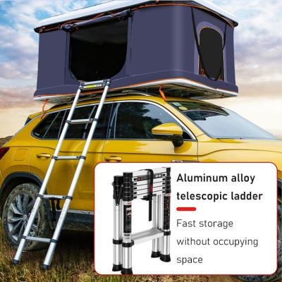 China Straight Bracing Type Hot Sale 2-3 Person Aluminum Shell Triangle Roof Top Tent Camping Outdoor Hard Shell Car Rooftop Tent for sale