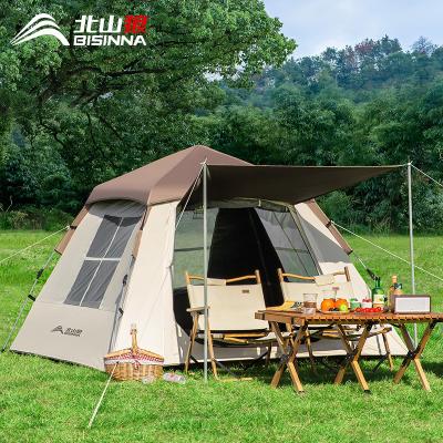 China Camouflage/Field Game New design Beach Tent Outdoor Windproof Double Layer Sun Protection Portable 6 Person OEM Family Camping Travel Tent for sale