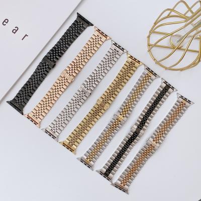 China Hot Sale Stainless Steel Watch Band Five Beads Metal Stainless Steel Strap For Apple Watch for sale