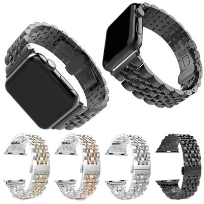 China Hot Selling Seven Bead Stainless Steel Metal Strap For Apple Watch All Series for sale