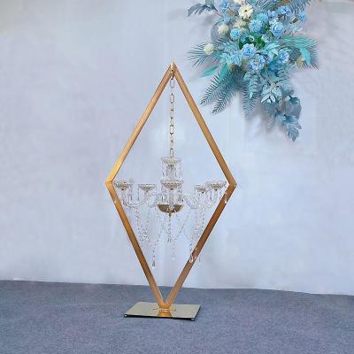 China Wedding Acrylic Diamond Chandelier Table Set Chandelier Wedding Moden Gold Metal Candlestick Table Tree Centerpieces for sale