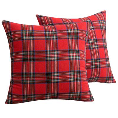 China Wholesale Anti-static 100% Polyester Tartan Pattern Cushion Cover For Home Living Room Sofe Household Decoration Christmas Bedding Room for sale