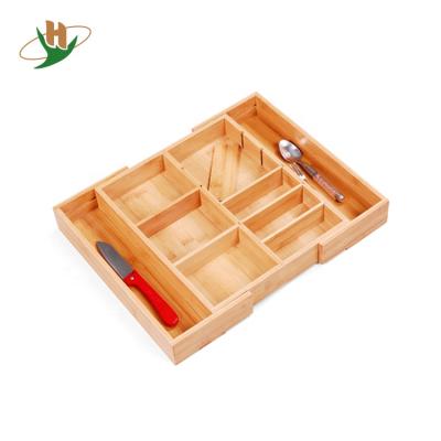 China KD 5 Drawer Slot Bamboo Expandable Cutlery Tray Adjustable Organizer With Removable Dividers for sale