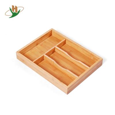 China Viable Hot Sale Bamboo Cutlery Box Set, Bamboo Kitchen Cutlery Tray Kitchen Drawer Organizer for sale