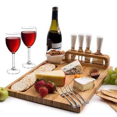 China Sustainable Premium Deli Tray Serving Tray Bamboo Wood Cheese Cutting Board Set for sale