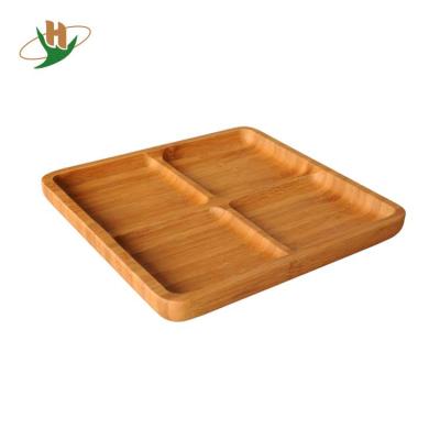 China 4 Sustainable Divided Bamboo Dessert Snack Trays Bamboo Tray for sale