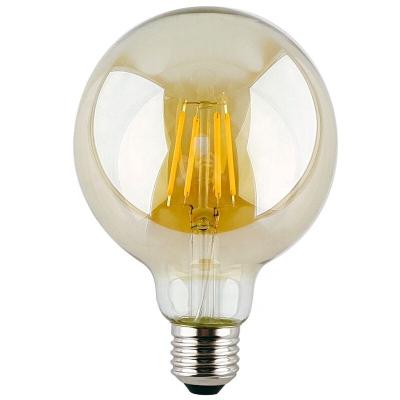 China A60 ST64 G95 E27 4W 2200K Sensor 280lm Residential Warm White Amber Glass Light Dusk To Dawn Smart Led Filament Bulb for sale